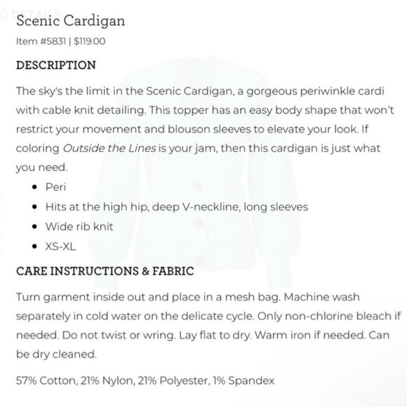 Cabi Scenic Cardigan Style # 5831 Light Blue Button Front Sweater - Size Large - Picture 13 of 15